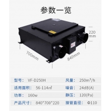 净松VSF-D250H新风系统全热交换中央吊顶新风机 250风量
